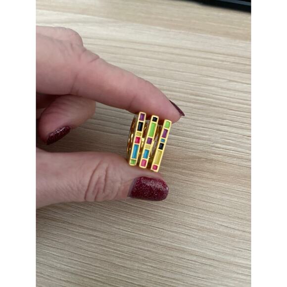 Noir Three Stackable Rings with Colorful Enamel, Size 7 - Picture 2 of 5